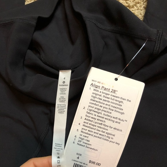Lululemon Align Pant *Full Length 28" Black - Picture 5 of 5
